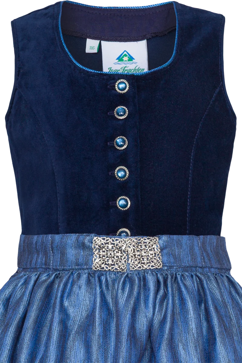 Mädchen Kinderdirndl mit Samtoberteil - blau