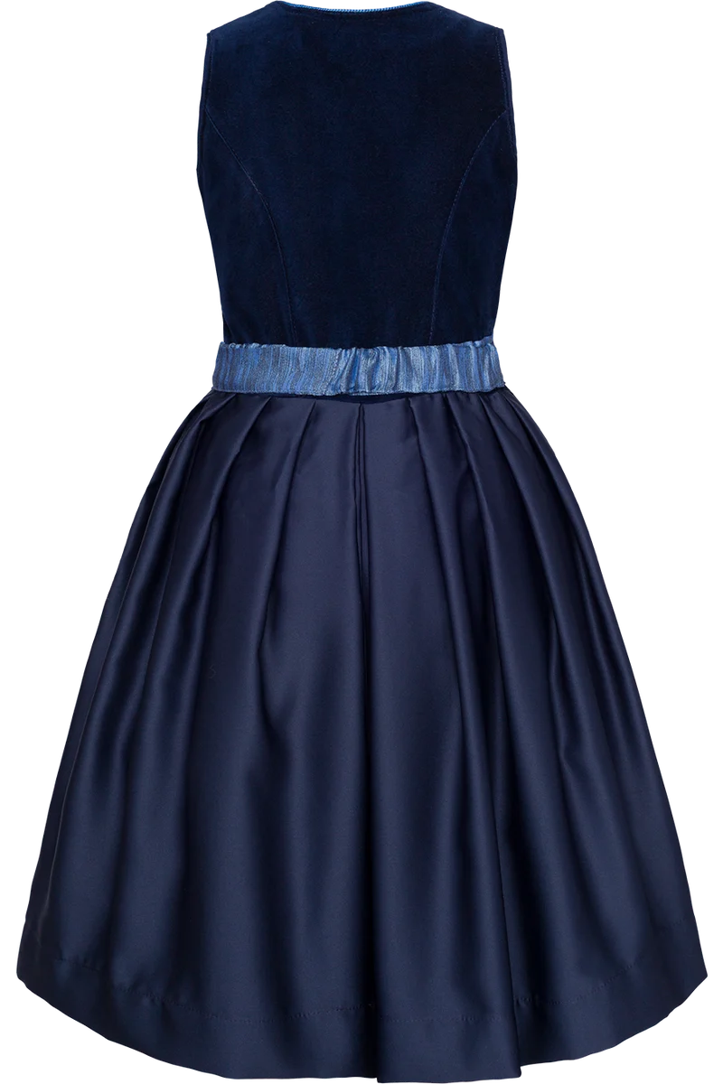 Mädchen Kinderdirndl mit Samtoberteil - blau