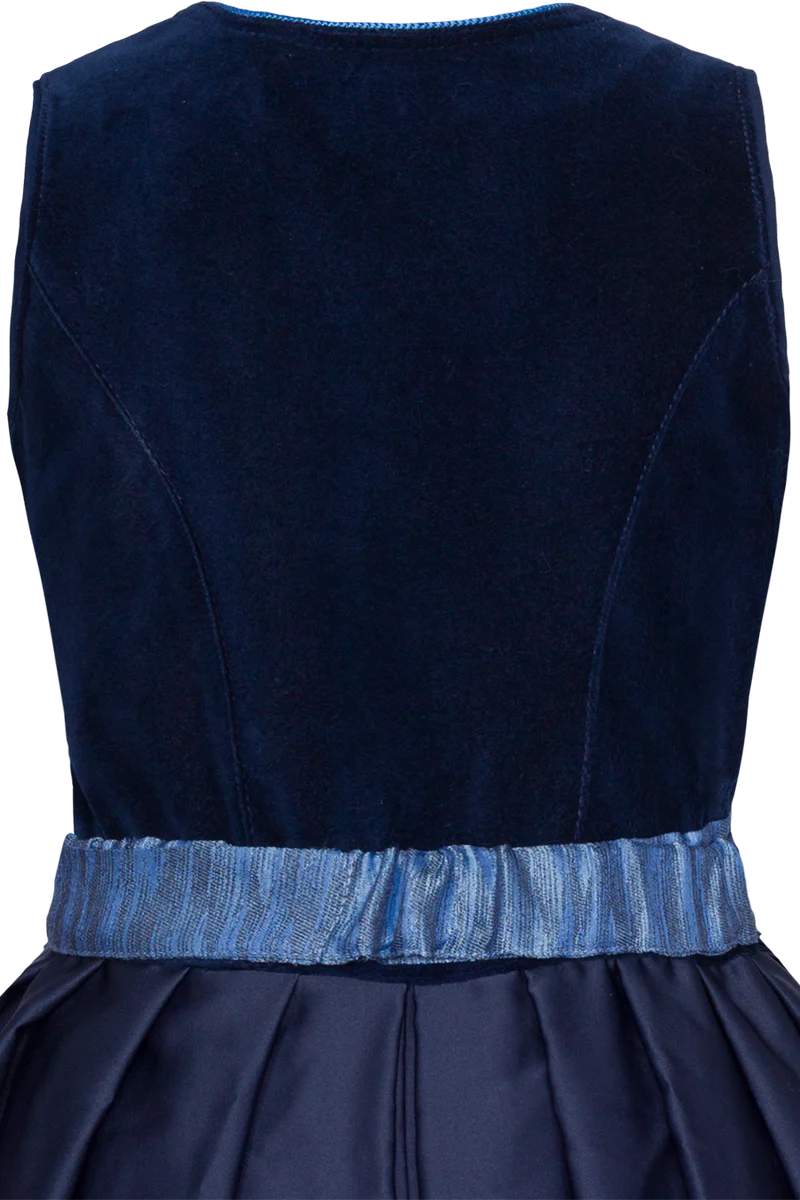 Mädchen Kinderdirndl mit Samtoberteil - blau