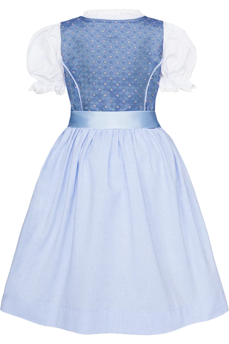 Mädchen Dirndl floral gemustert mit Bluse - blau