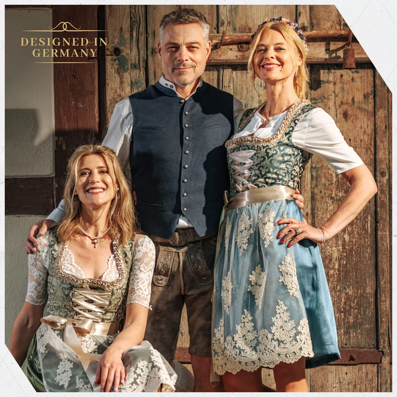 German Dirndl Dress Silver Rose