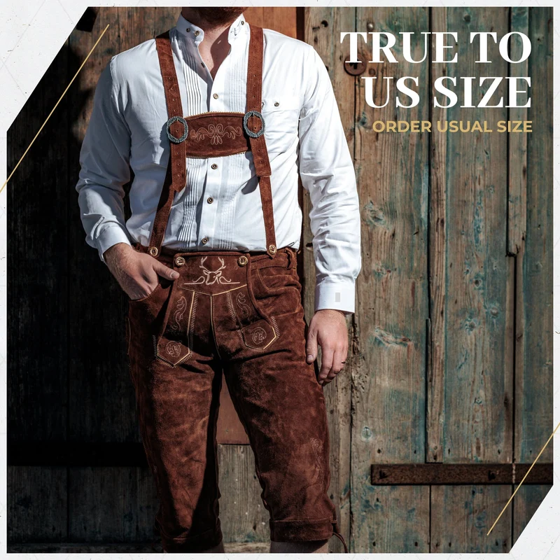 Lederhosen Men Kneebound Dark Brown