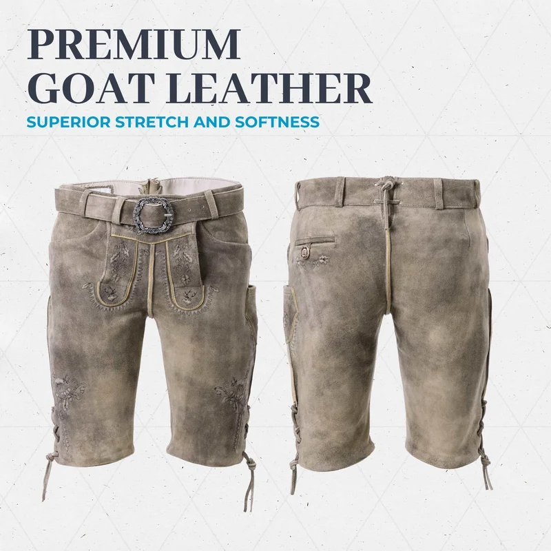 Goat Lederhosen Men Short Light Brown