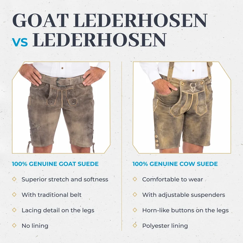 Goat Lederhosen Men Short Light Brown