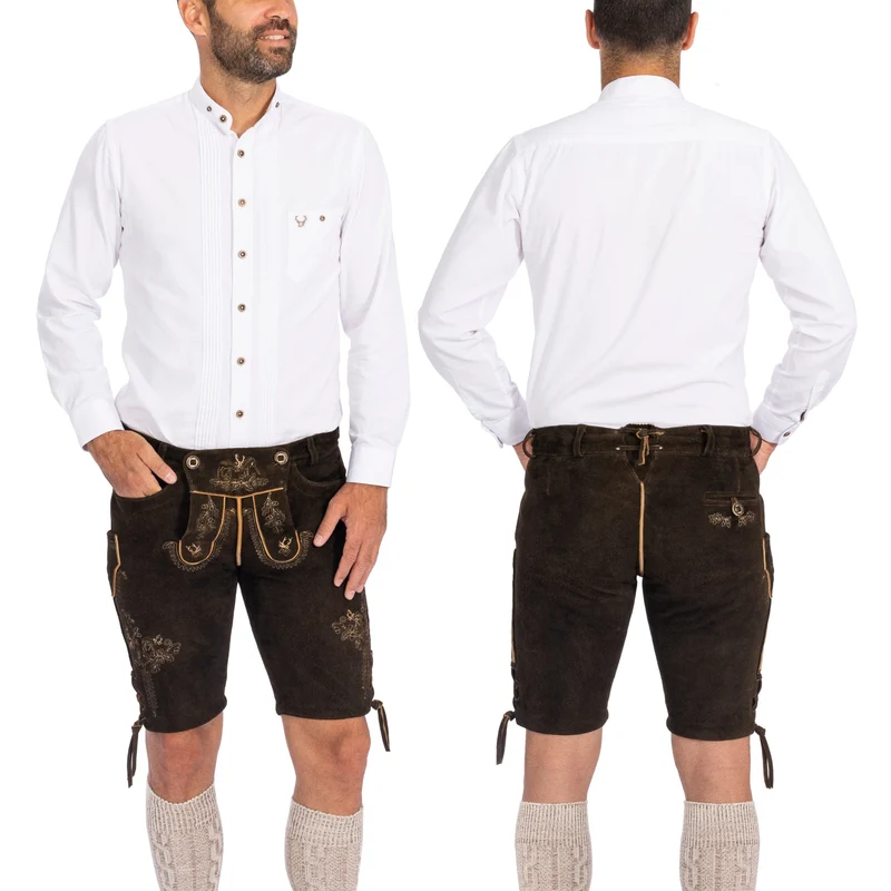 Goat Lederhosen Men Short Dark Brown