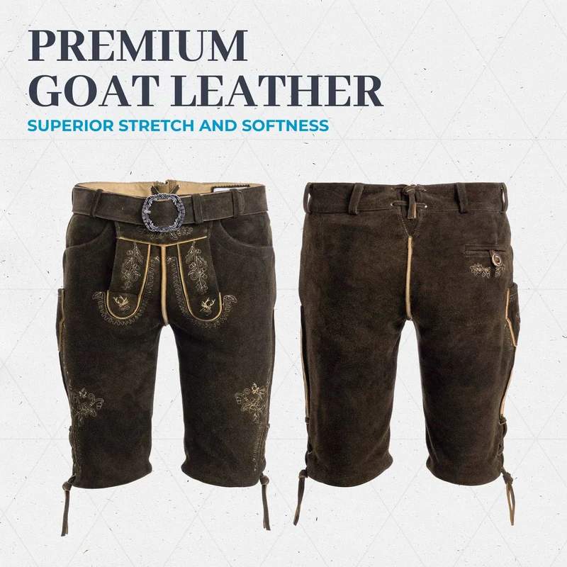 Goat Lederhosen Men Short Dark Brown