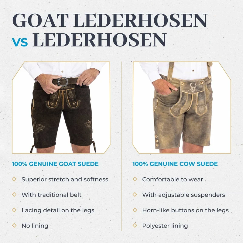 Goat Lederhosen Men Short Dark Brown