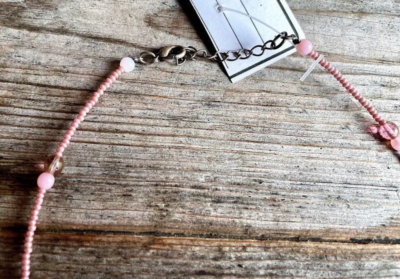 Trachten Kette Collier, rosa, pink, Herz, Perlen