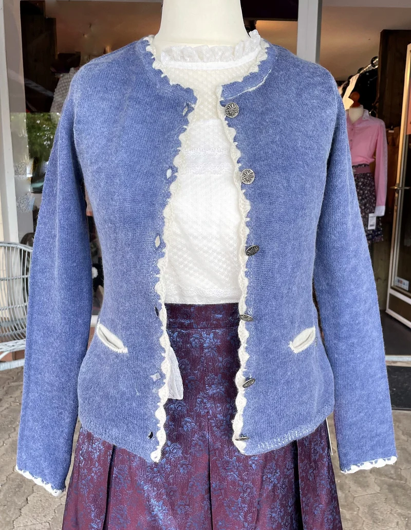 Trachten Jacke, Spieth & Wensky, Horgau Strickjacke blau Hirsch, Gr. S