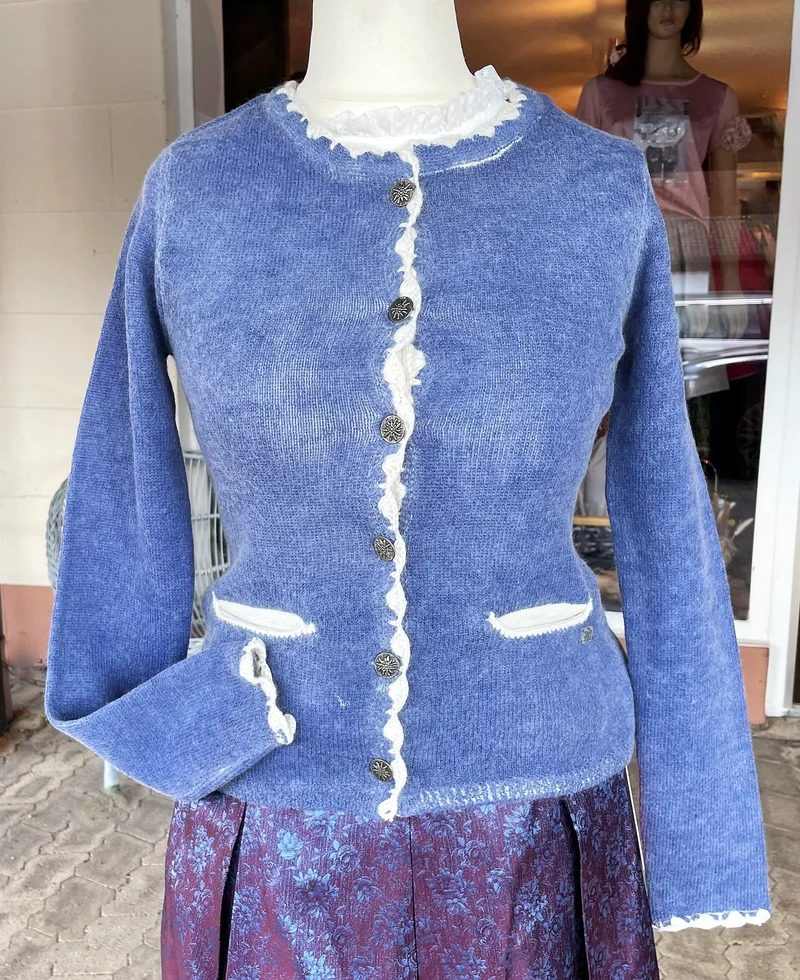 Trachten Jacke, Spieth & Wensky, Horgau Strickjacke blau Hirsch, Gr. S