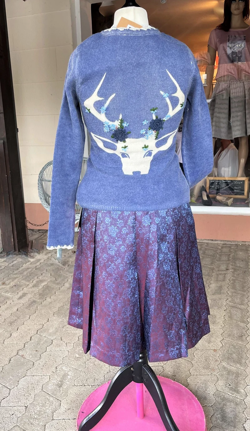 Trachten Jacke, Spieth & Wensky, Horgau Strickjacke blau Hirsch, Gr. S