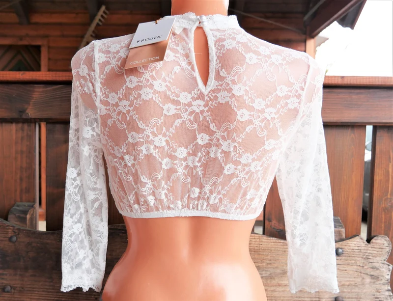 Dirndlbluse Krüger Collections, Simona, ecru, hochgeschlossen