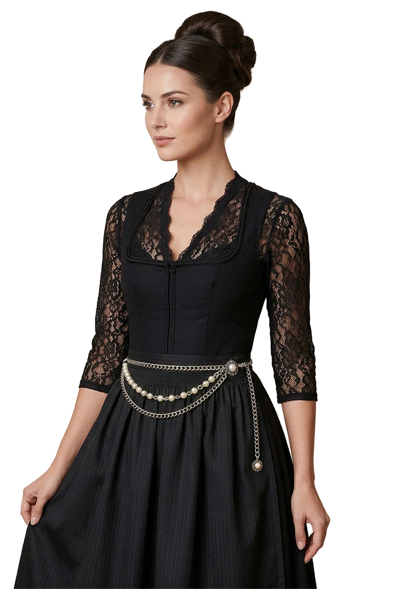 Damen Kettengürtel mit Perlen und Ornament - silber