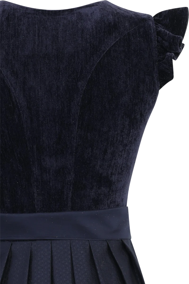 Samtdirndl 70cm mit abnehmbaren Flügelärmeln - midnight