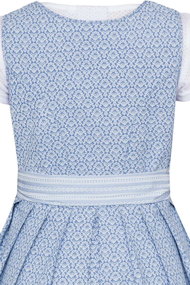 Kinder Baumwolldirndl gemustert mit Bluse - hellblau