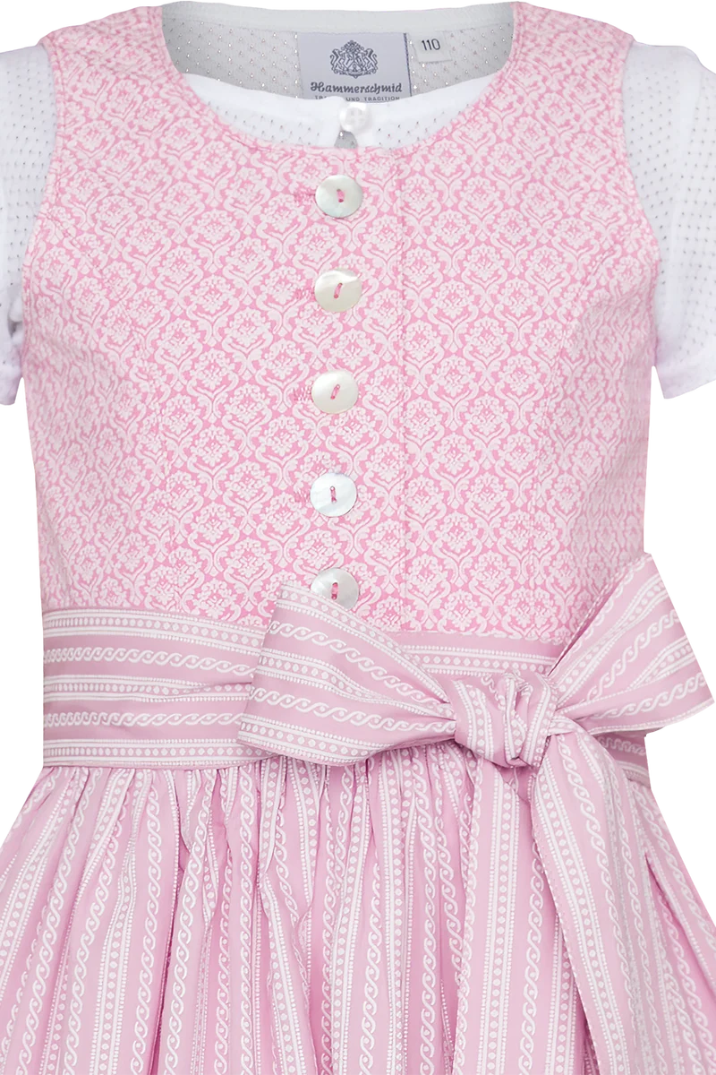 Kinder Baumwolldirndl gemustert mit Bluse - rosa