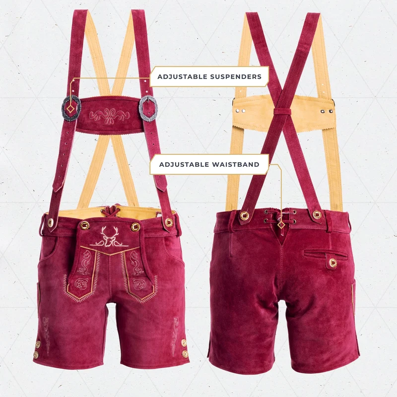 Women’s Lederhosen Short Pants Cherry Red