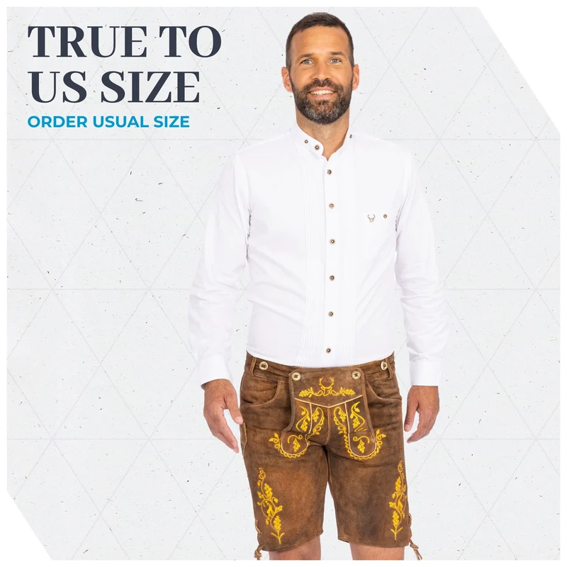 Lederhosen Men Short Antique Olive Yellow