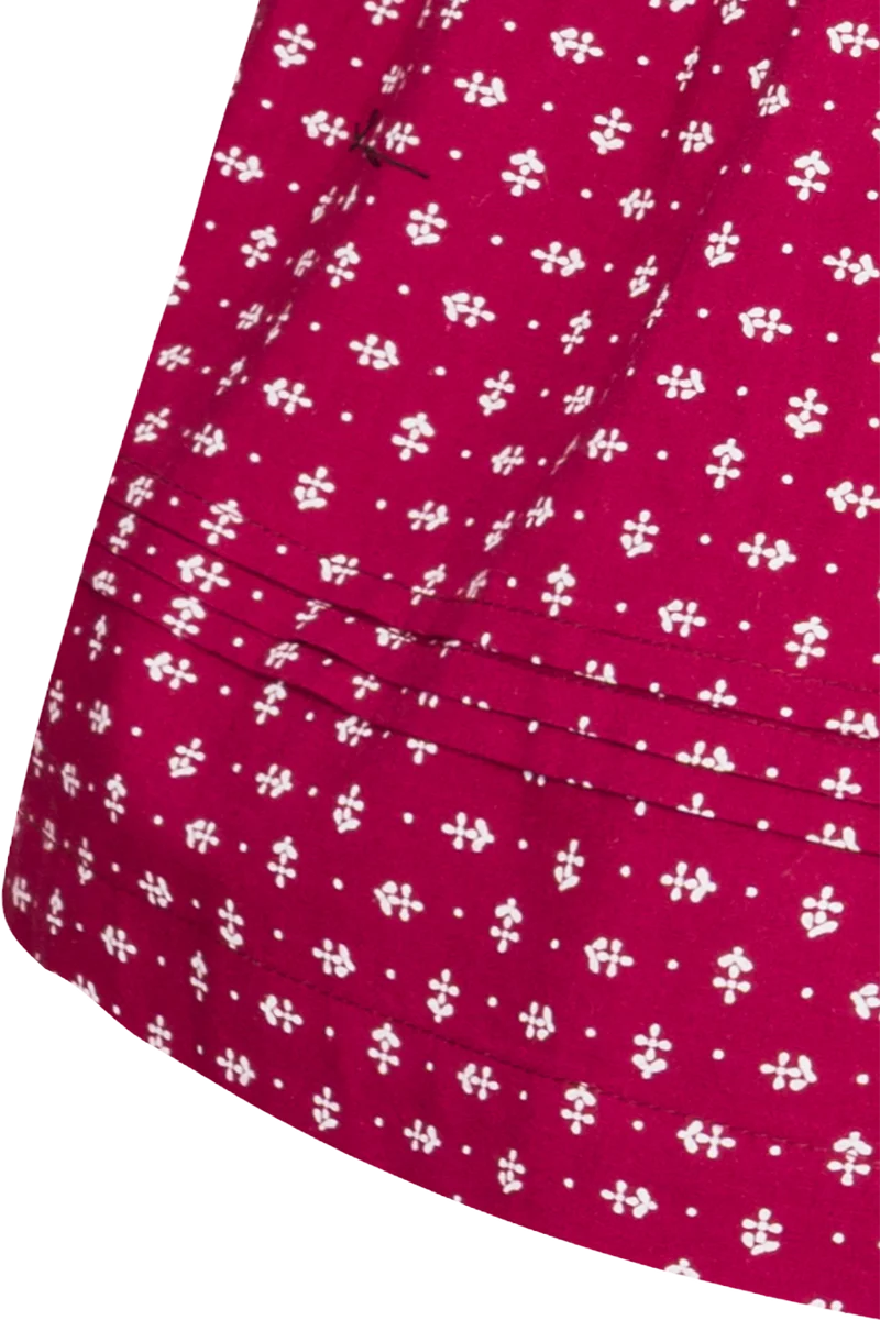 Kinderdirndl aus Baumwoll-Samt und Streublumenmuster - wine rot