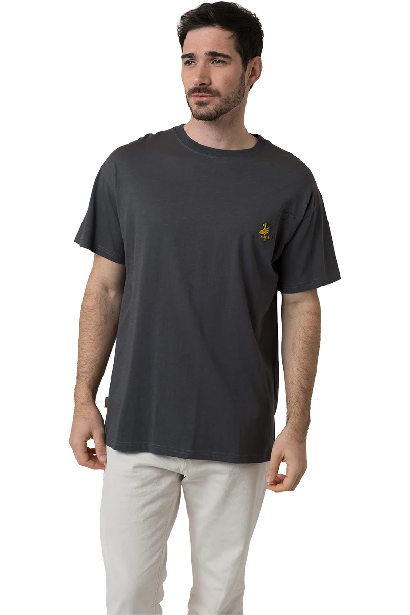 Herren T-Shirt Peanuts 'Ned mid mir' - dunkelgrau
