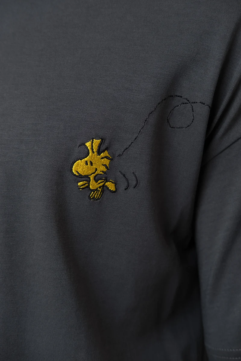 Herren T-Shirt Peanuts 'Ned mid mir' - dunkelgrau