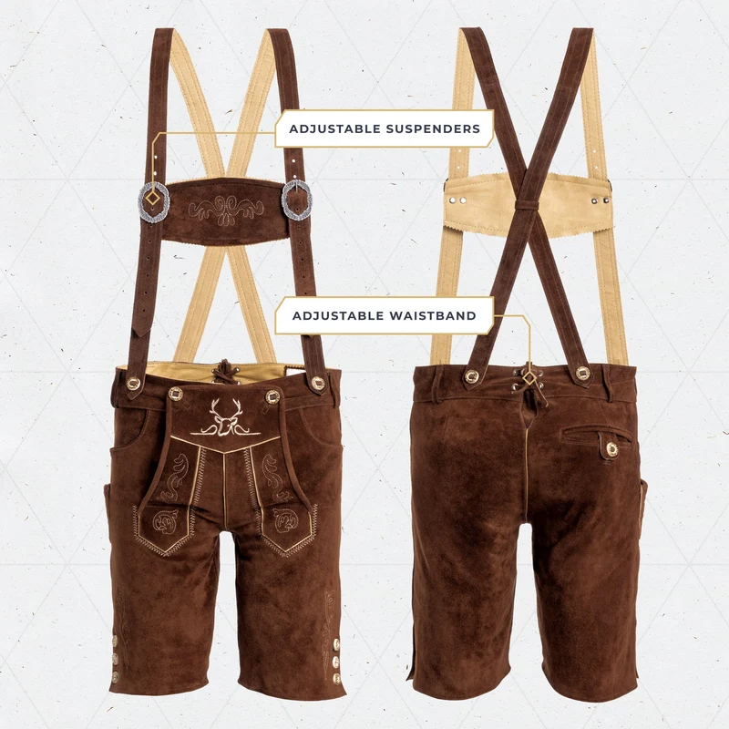 Lederhosen Men Short Dark Brown