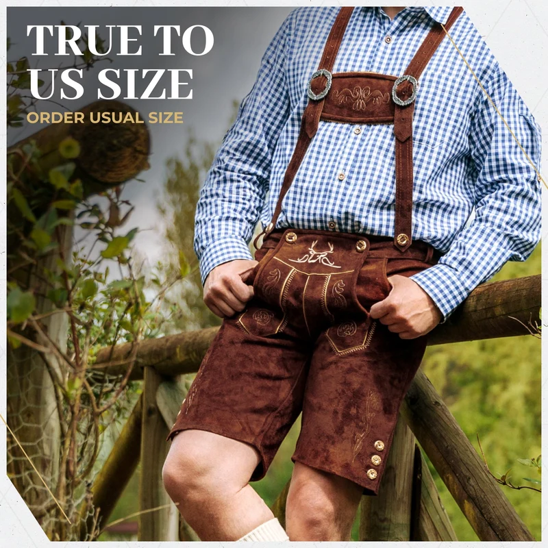 Lederhosen Men Short Dark Brown