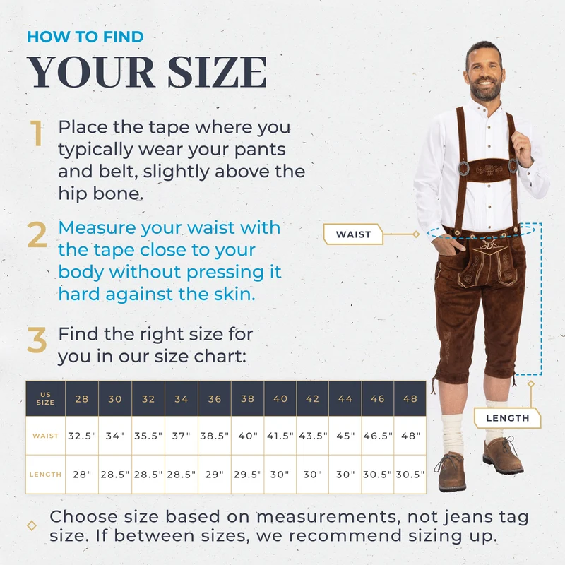 Lederhosen Men Kneebound Light Brown