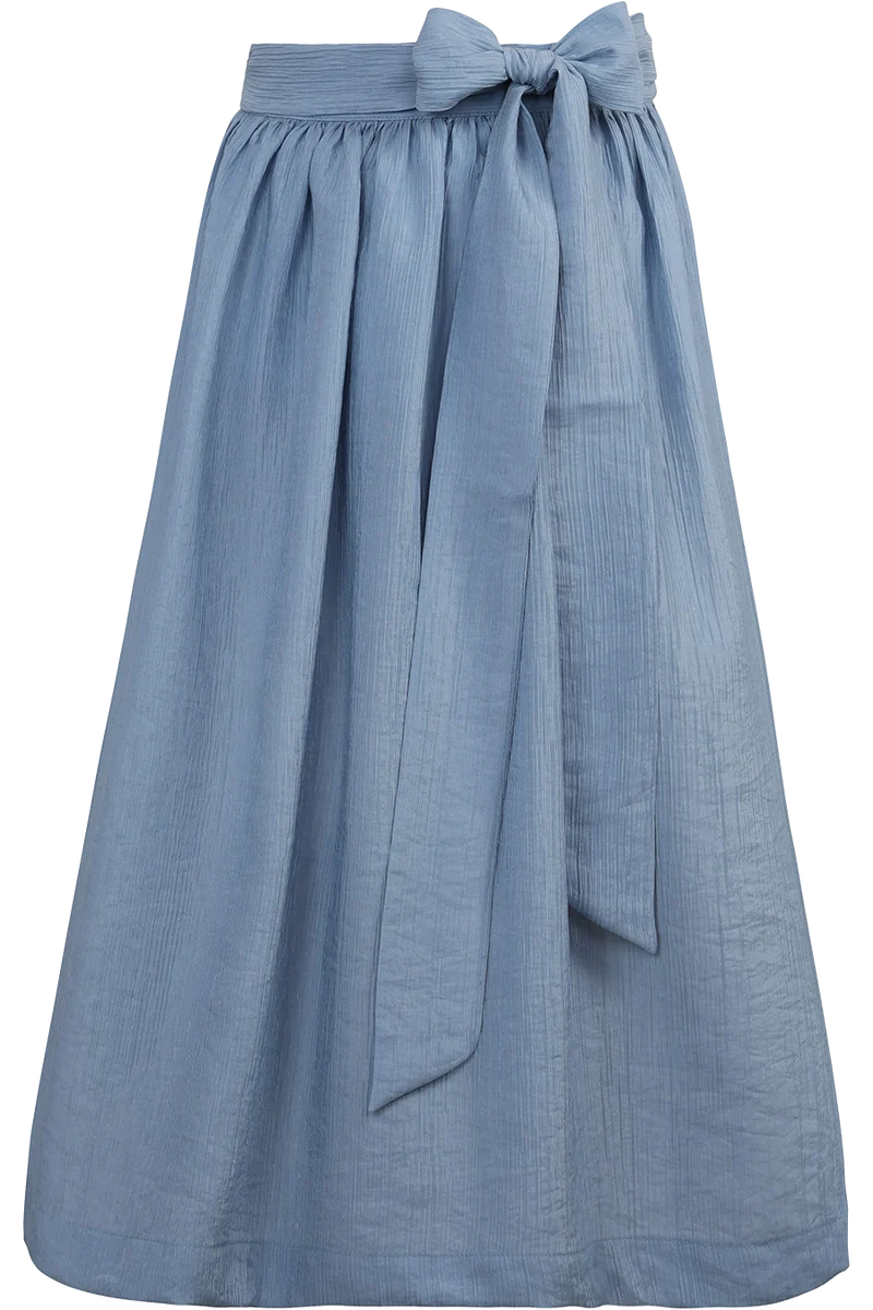 Midi-Dirndlschürze 75cm mit Crinkle-Struktur - himmelblau