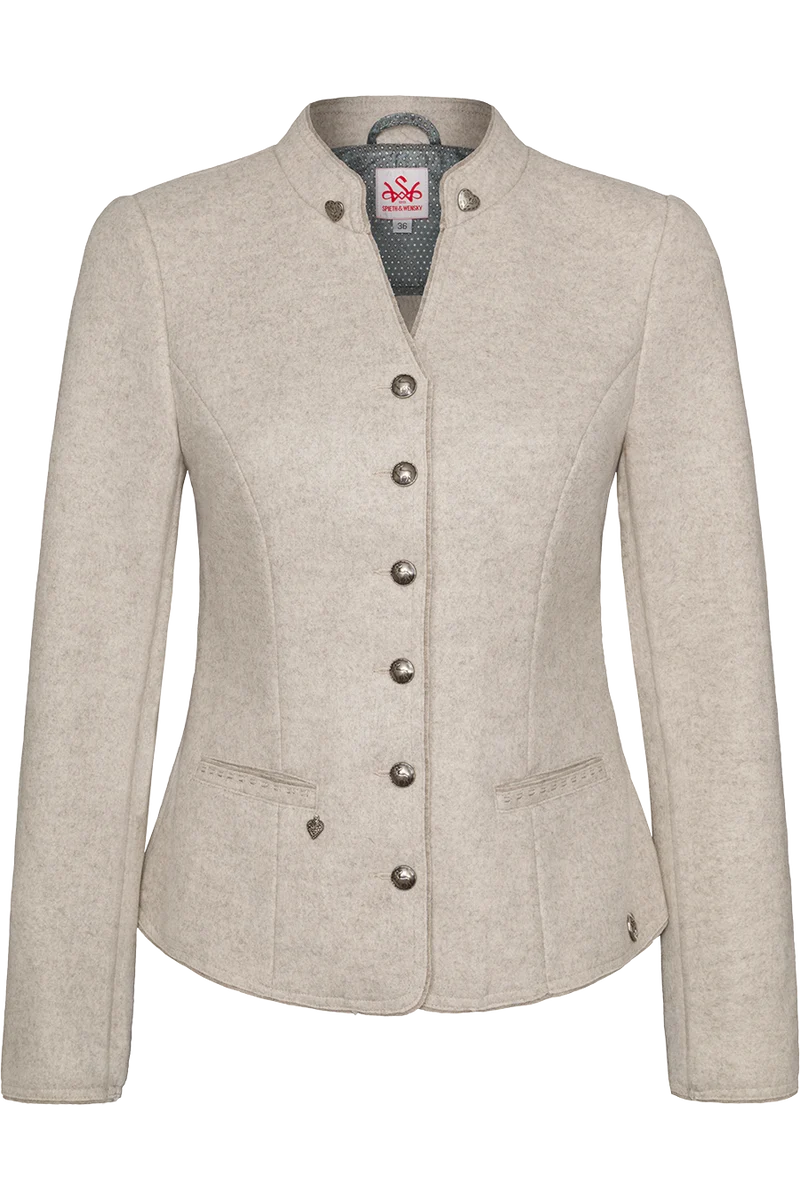 Damen Stretch-Trachtenblazer in gewalkter Optik - creme