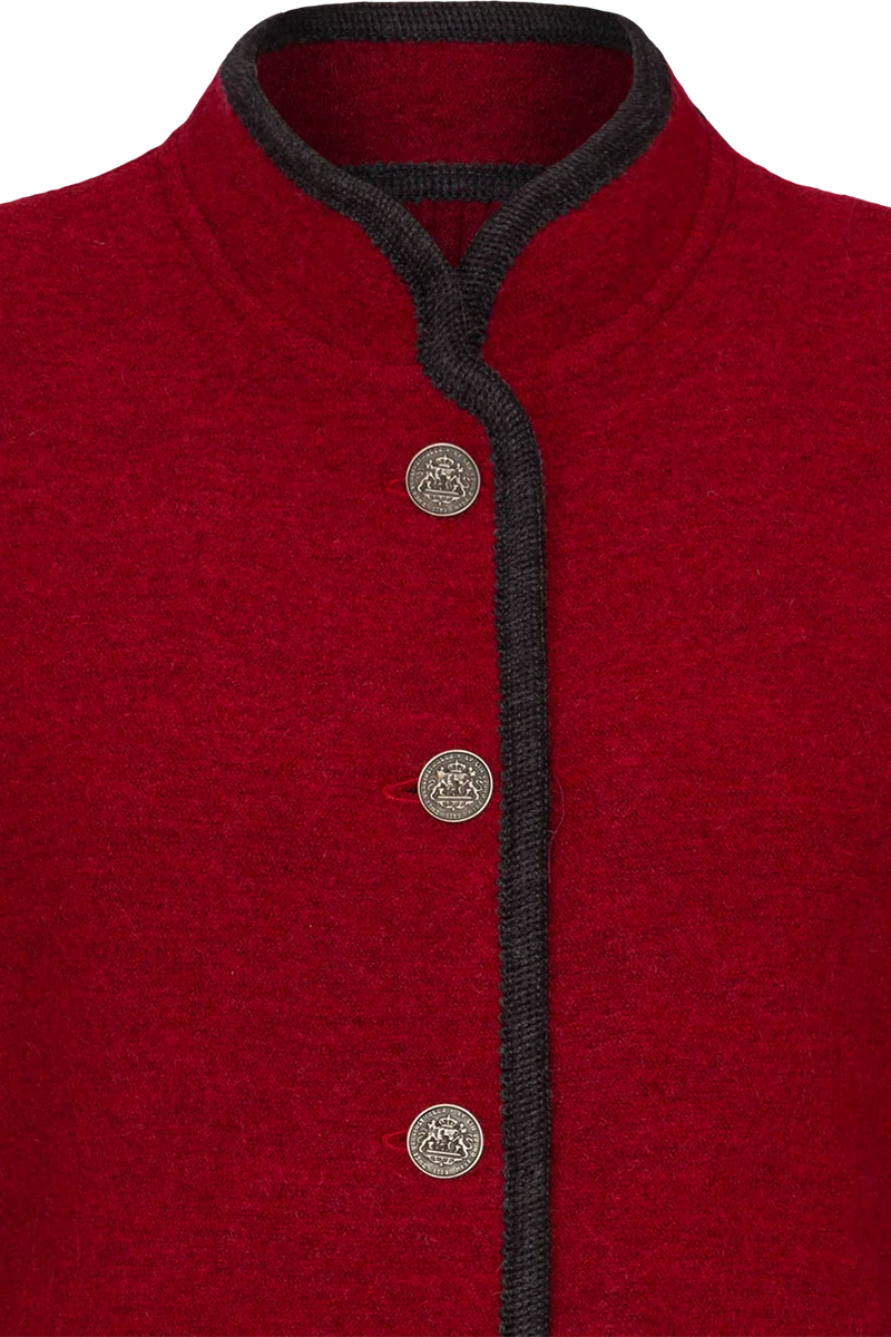 Damen Schurwolljacke mit Stehkragen - weinrot/anthra