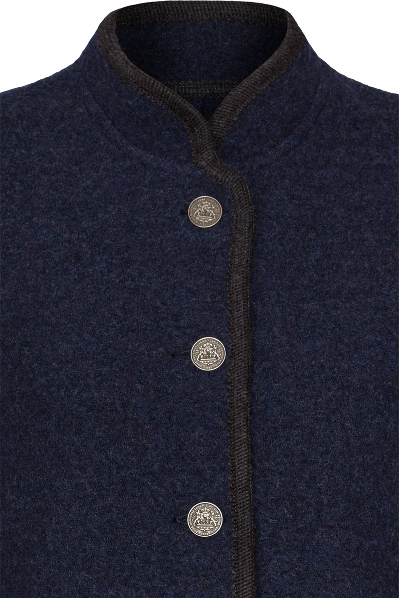Damen Schurwolljacke mit Stehkragen - marine/anthra