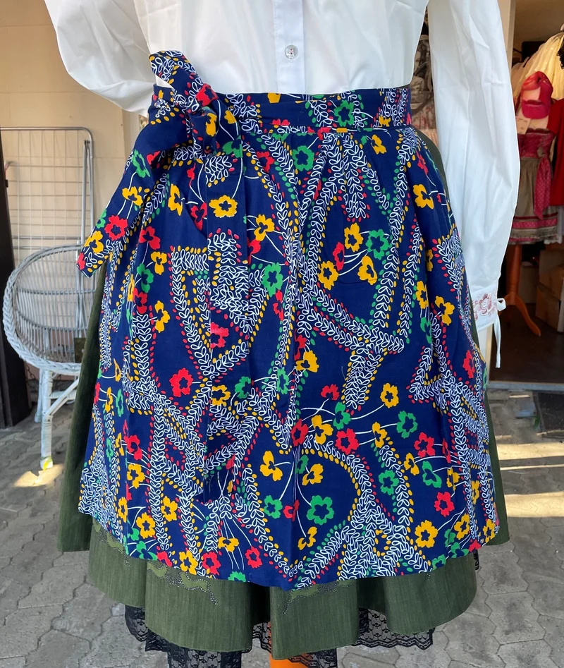 Dirndlschürze, Schürze, Retro, dunkelblau für 55 60 cm, Gr. 2
