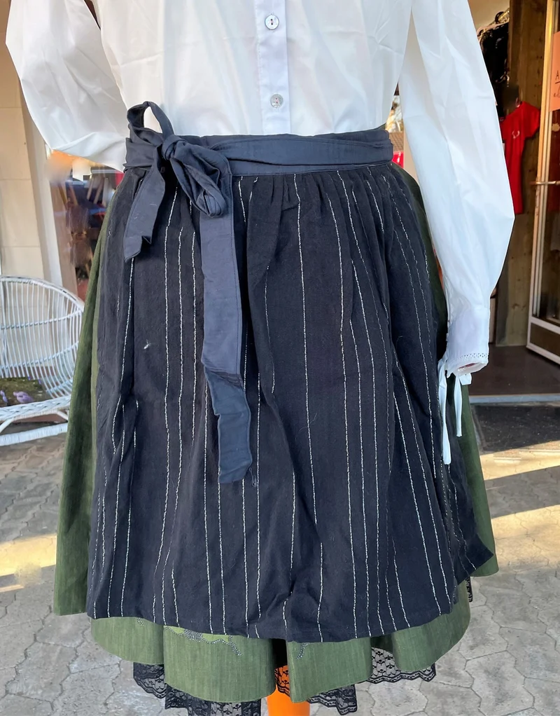 Dirndlschürze, Schürze, schwarz gestreift Mini für 55 cm, Gr. 2