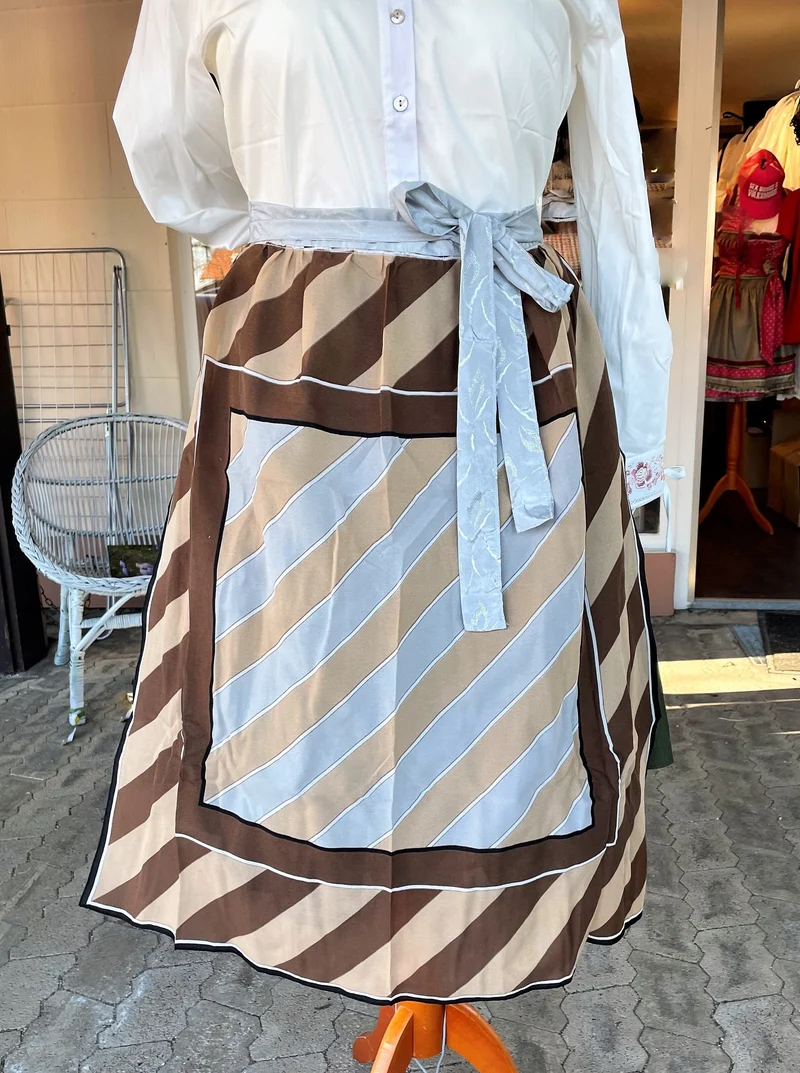 Dirndlschürze, Schürze, Tuch, braun, beige, Midi für 80 cm, Gr. 2
