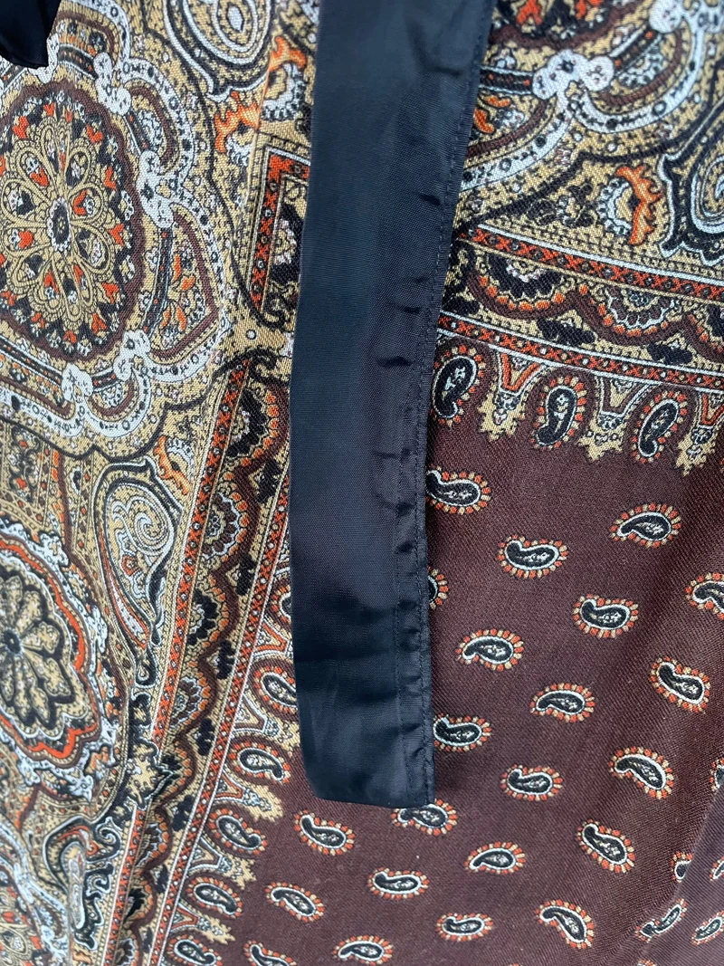 Dirndlschürze, Schürze, Tuch, braun, gold, Paisley Midi für 75 cm, Gr. 2