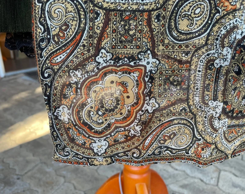 Dirndlschürze, Schürze, Tuch, braun, gold, Paisley Midi für 75 cm, Gr. 2