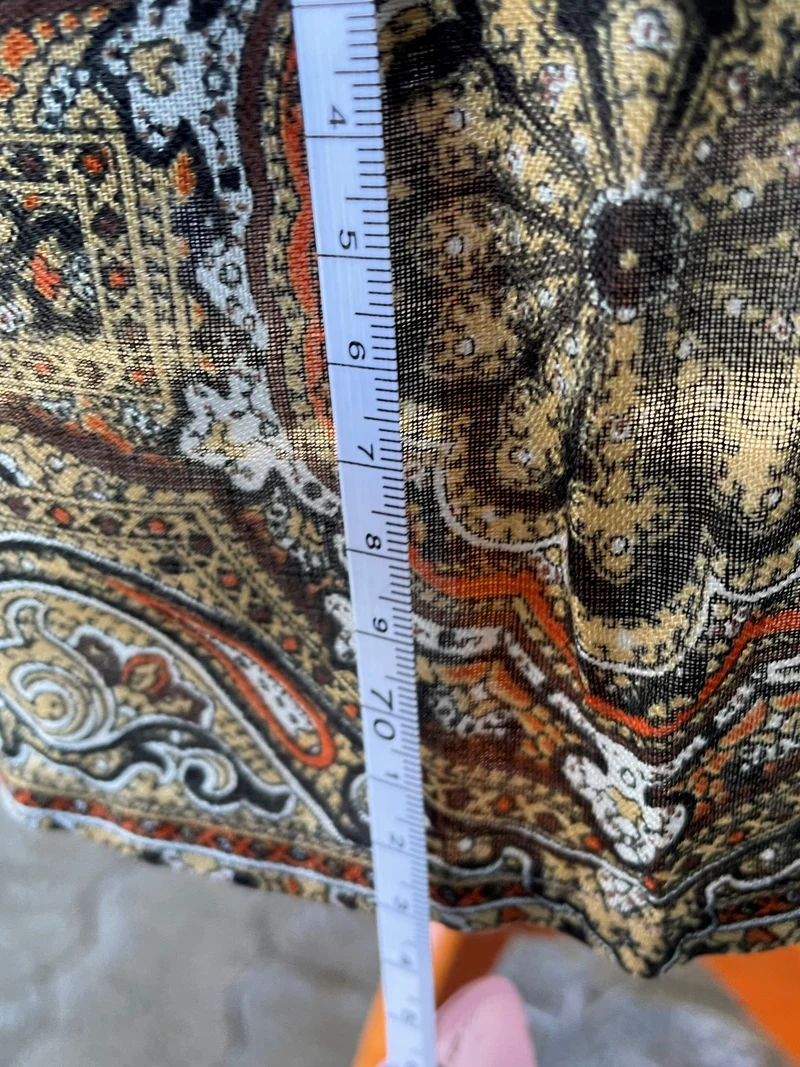 Dirndlschürze, Schürze, Tuch, braun, gold, Paisley Midi für 75 cm, Gr. 2