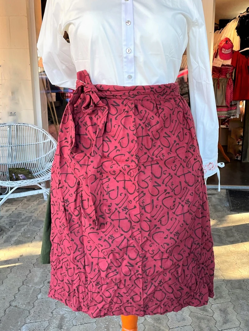 Dirndlschürze, Schürze, bordeaux, burgund, Midi für 70 cm, Gr. 2