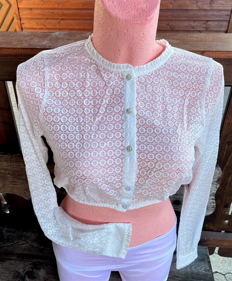 Dirndlbluse Spieth & Wensky, Langarm, hochgeschlossen, Tabora, offwhite