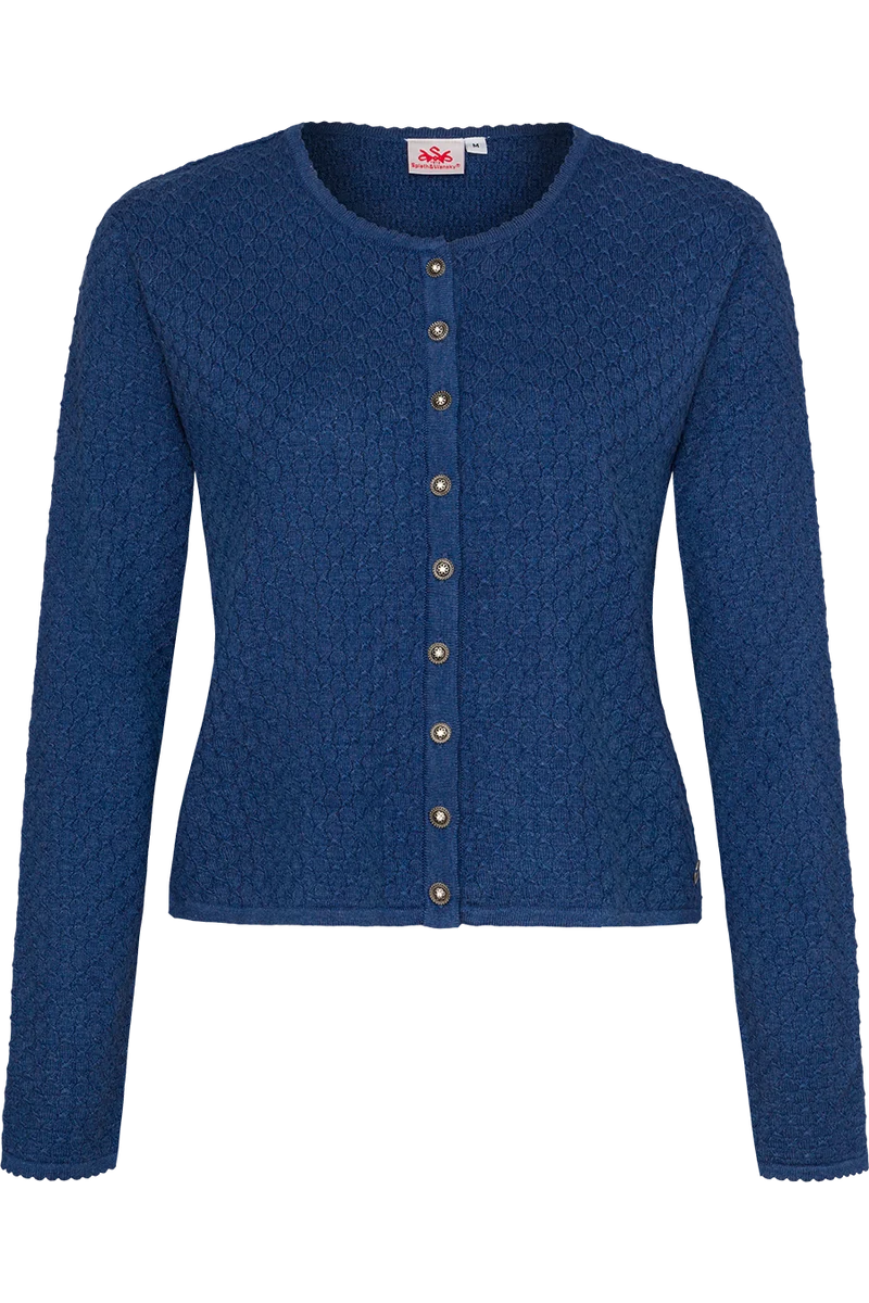 Dirndljacke traditionell mit Rundhalsausschnitt - mittelblau