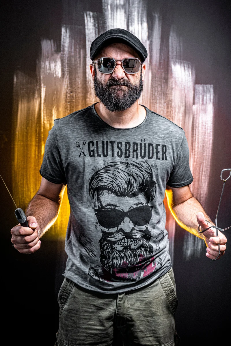 Herrenshirt, Trachten Shirt, HangOwear, Glutsbrüder grau, Gr. 3XL