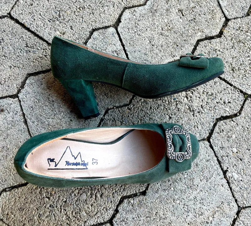 Pumps, Trachtenschuhe, Hirschkogel dunkelgrün, Spange