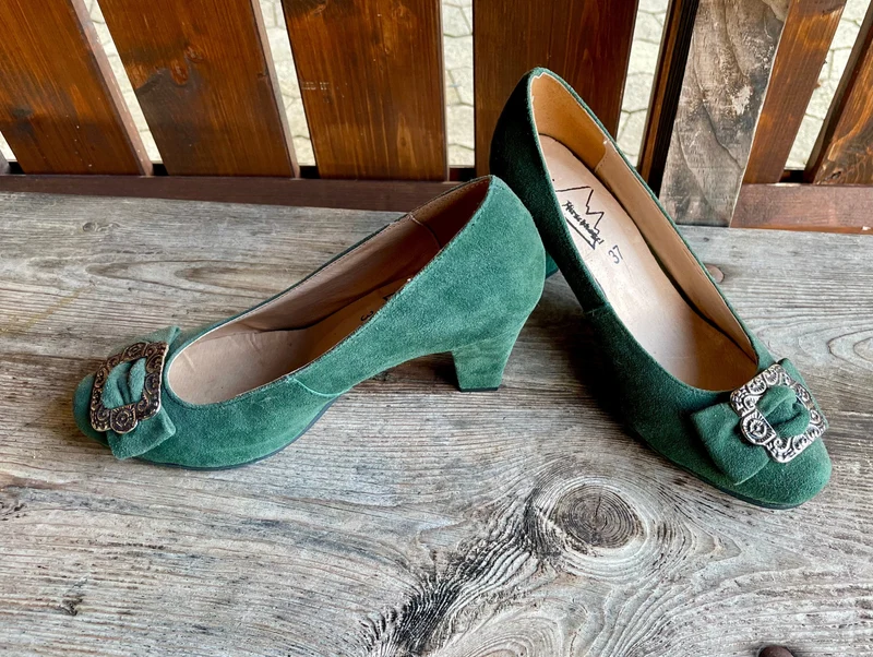 Pumps, Trachtenschuhe, Hirschkogel dunkelgrün, Spange