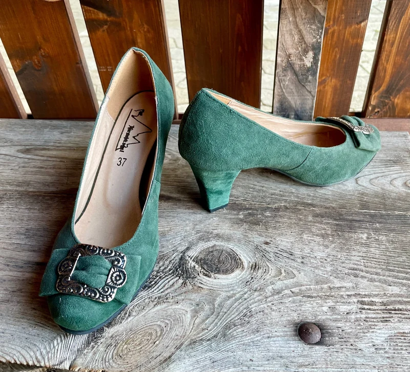 Pumps, Trachtenschuhe, Hirschkogel dunkelgrün, Spange