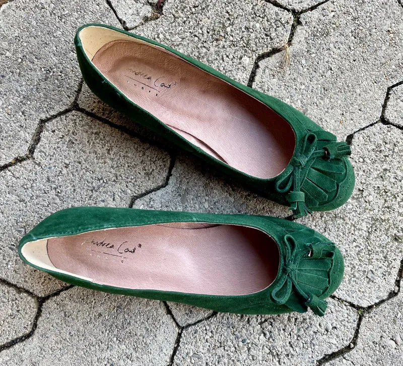 Ballerinas, Andrea Conti, Velour, dunkelgrün, Trachtenschuhe
