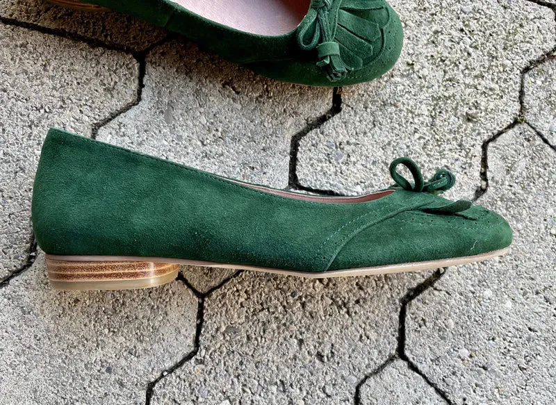 Ballerinas, Andrea Conti, Velour, dunkelgrün, Trachtenschuhe