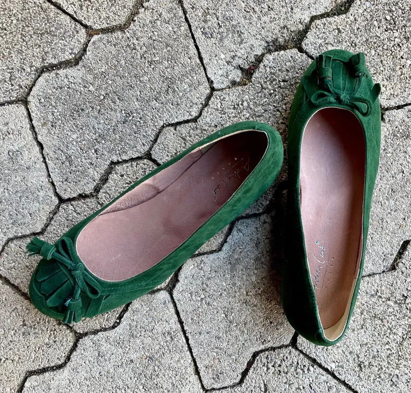 Ballerinas, Andrea Conti, Velour, dunkelgrün, Trachtenschuhe