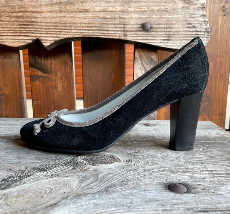 Pumps, Alberto la Torre, Schuhe, Velourleder, schwarz grau