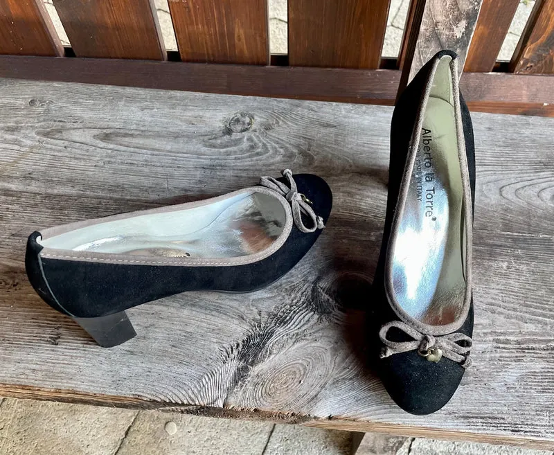 Pumps, Alberto la Torre, Schuhe, Velourleder, schwarz grau